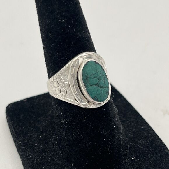 Navajo Handmade Ring 925 Sterling Silver Spiderweb Turquoise Native Artist 30’s - Picture 6 of 8